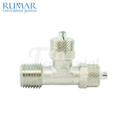 Racor «T» lateral macho 1/4″ cónico 8mm x 8mm 1 Ud