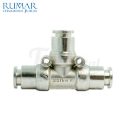 Unión T intermedia de enganche metálico 6mm x 6mm x 6mm 1 Ud