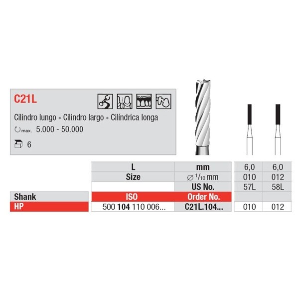 Fresa C21L.104.012 para Pieza de mano edenta 1 Ud