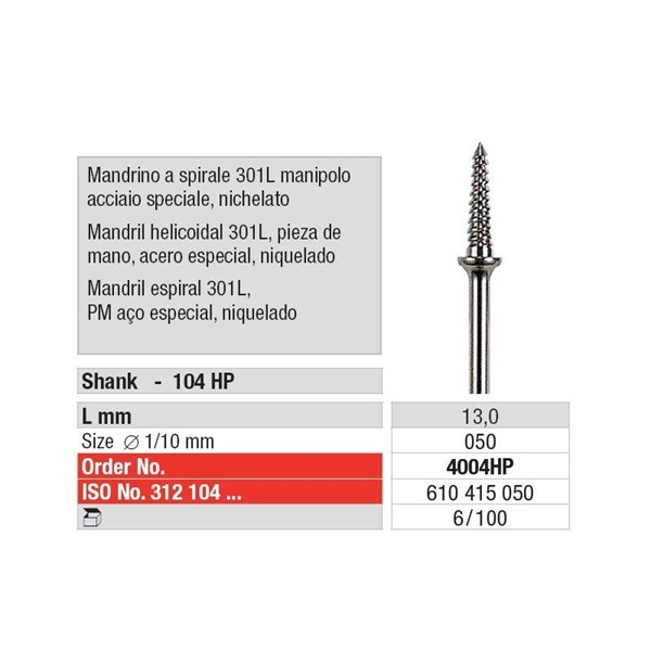 Mandril espiral edenta 1 ud