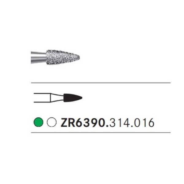 ZR6390.314.016 Fresa Turbina Diamante para Circonio Komet 5 Uds