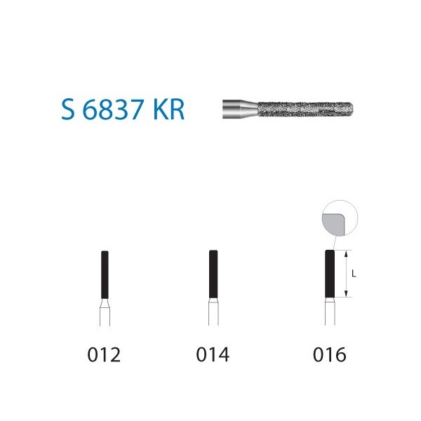 S6837KR.314 Fresa Turbina Diamante Cilíndrica Komet 5 Uds