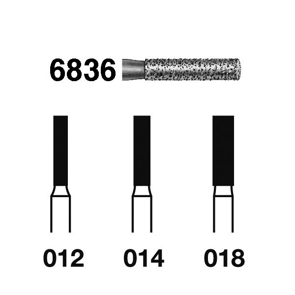6836.314 Fresa Turbina Diamante Cilíndrica con hombro Komet 5 Uds