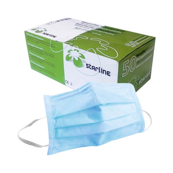 Mascarillas Rectangulares azules 50 uds