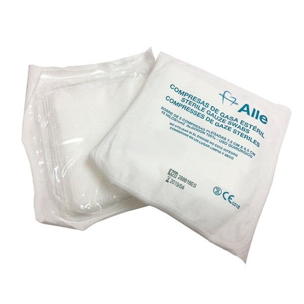 Gasas de algodón estériles 16x25cm 250 sobres de 5 uds