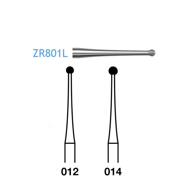 ZR801L.314 Fresa Turbina Diamante para Circonio Komet 5 Uds