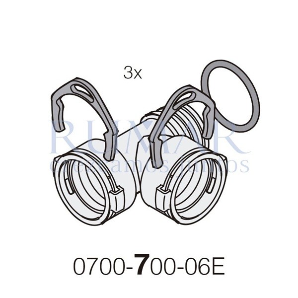 DürrConnect «T» 1 x macho / 2 x hembra (K), 3uds