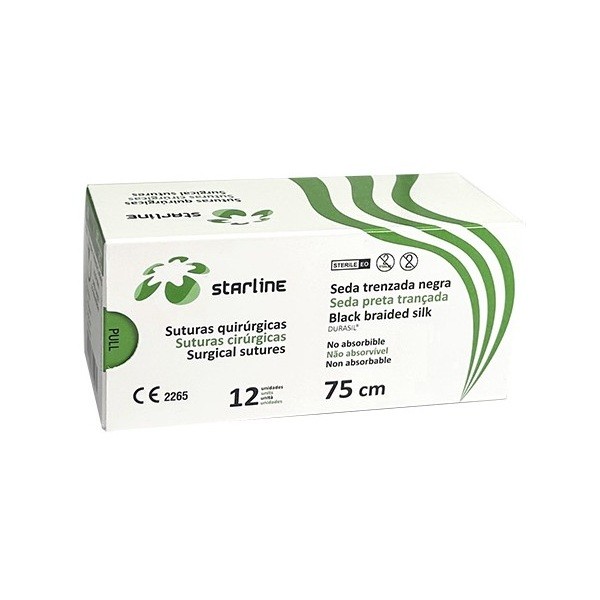 Sutura de Seda 75cm. Aguja 1/2 Círculo 20mm. 12uds