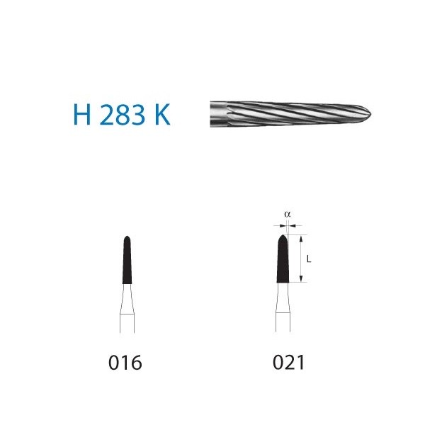 H283K.204 Fresa Tungsteno Contra Ángulo 10 - 12 láminas 5 uds