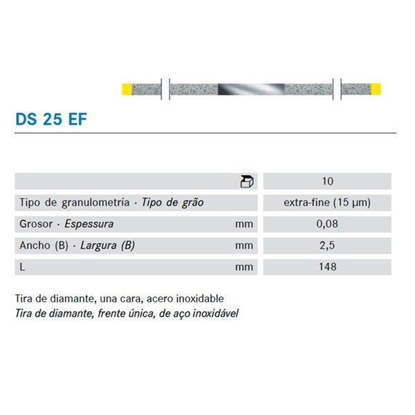 DS 25 EF Tiras de Pulido Komet 10 Uds