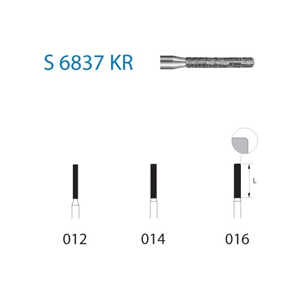 S6837KR.314 Fresa Turbina Diamante Cilíndrica Komet 5 Uds