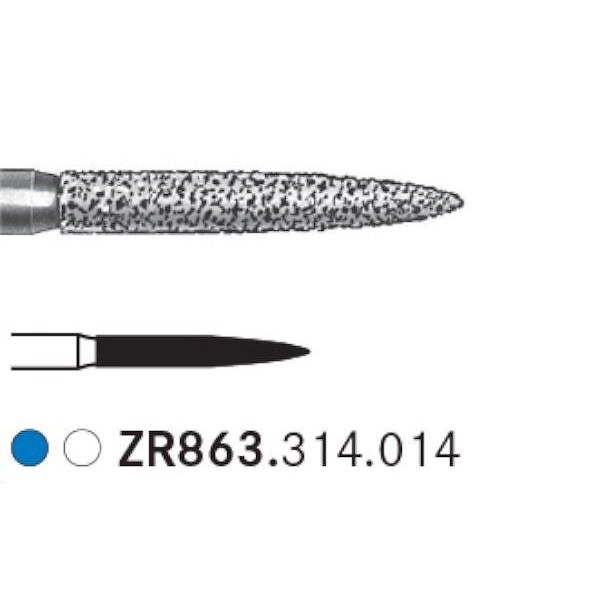 ZR863.314.014 Fresa Turbina Diamante para Circonio Komet 5 Uds