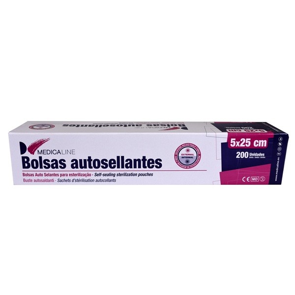 Bolsas esterilización Autoadhesivas 5cm x 25cm 200 uds Medicaline
