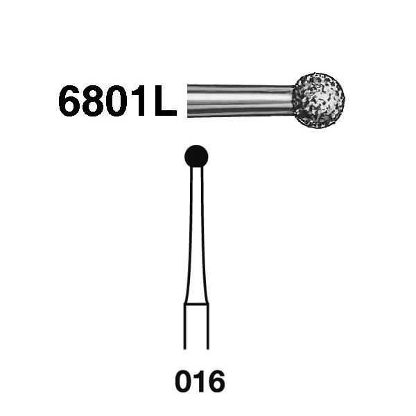 6801L.314.016 Fresa Diamante Turbina Verde Tallo Largo 5 Uds