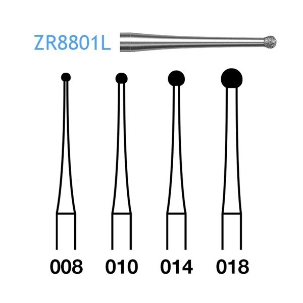 ZR8801L.314 Fresa Turbina Diamante para Circonio Komet 5 Uds