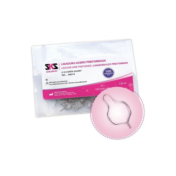 Ligadura Metálica Preformada Corta 010 100 uds