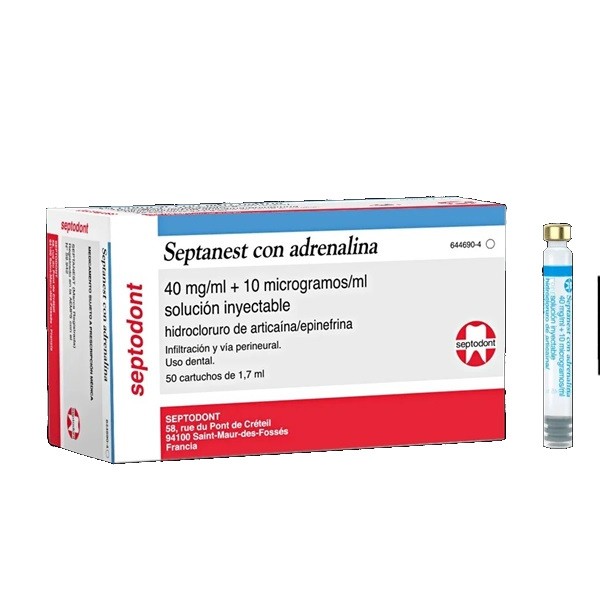 Septanest Anestesia Articaína con adrenalina al 1/100 000 50 Carpules